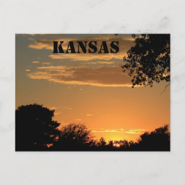 Kansas Sonnenuntergang mit Baumkarte Silhouetten P Postkarte