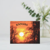 Kansas Sonnenuntergang mit Baumpost-Silhouette-Kar Postkarte (Stehend Vorderseite)