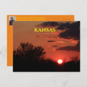 Kansas Sonnenuntergang mit Baumpost-Silhouette-Kar Postkarte (Vorne/Hinten)