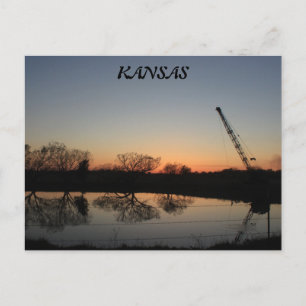 Kansas Sonnenuntergang mit Reflektionen, Silhouett Postkarte