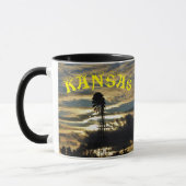 Kansas Sonnenuntergang mit Windmill Coffee Tasse (Links)