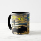 Kansas Sonnenuntergang mit Windmill Coffee Tasse (Vorderseite Links)