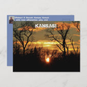 Kansas Sonnenuntergang mit Wolken und Bäumen Post Postkarte (Vorne/Hinten)