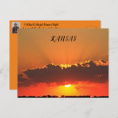 Kansas Sonnenuntergang mit Wolken und Sonnenstrahl Postkarte (Vorne/Hinten)