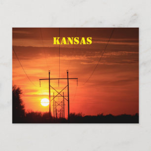 Kansas Sonnenuntergang, Power Linien Silhouetten.  Postkarte