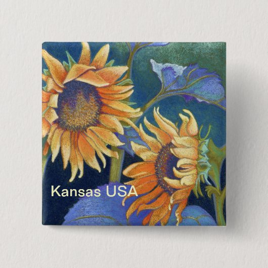 Kansas sonnt Sonnenblumen USA Button (Vorderseite)