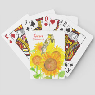 Kansas Souvenir Meadowlark Bird Sonnenblumen Spielkarten