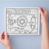 Kansas Staat Form und Faktenfärbung Flyer (Hand)