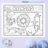 Kansas Staat Form und Faktenfärbung Flyer (Einzeln)
