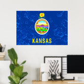Kansas Staat Grunge Fahne Poster (Heimbüro)