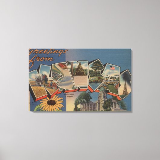 Kansas (Staat Hauptstadt/Blume) Leinwanddruck (Vorderseite)