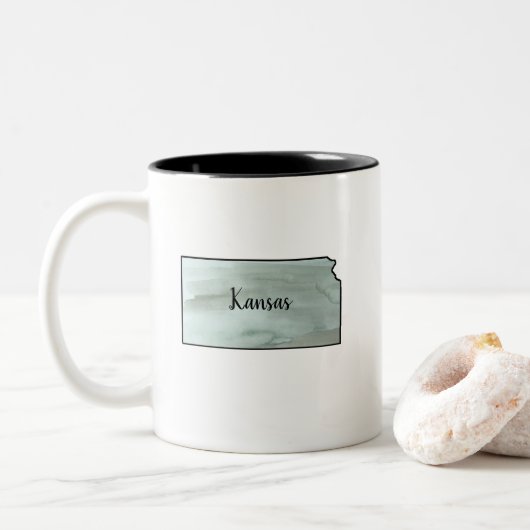 Kansas Staat Illustration Zweifarbige Tasse (Mit Donut)
