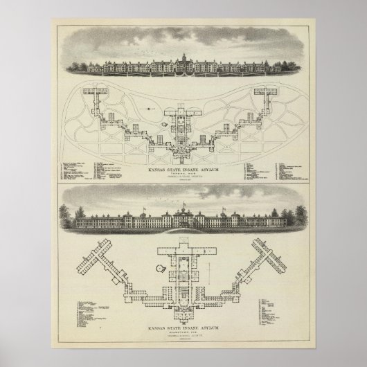 Kansas Staat Insane Asylums Poster (Vorne)
