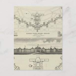 Kansas Staat Insane Asylums Postkarte