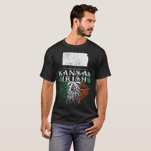 Kansas Staat Irish St Patricks Day Geschenk T-Shirt (Vorne ganz)