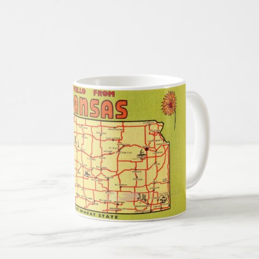 Kansas Staat Map Tasse (VorderseiteRechts)
