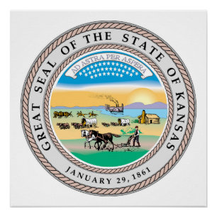 Kansas Staat Siegel Amerikanische Republik Symbol- Poster
