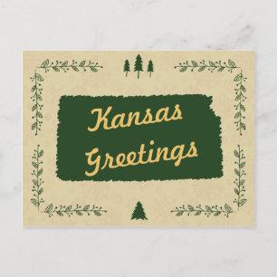 Kansas Staat Weihnachtsfeiertage Feiertagspostkarte