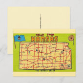 Kansas Staats Karte Postkarte (Vorne/Hinten)