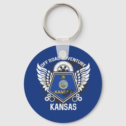 Kansas Staatsflagge von Road Adventure 4x4 Schlüsselanhänger (Vorderseite)