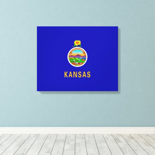 Kansas State Flag Leinwanddruck (Insitu (Holzboden))