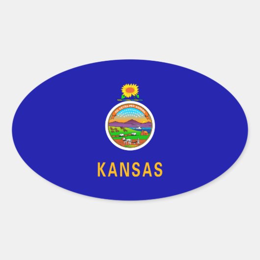 Kansas State Flag Ovaler Aufkleber (Vorderseite)