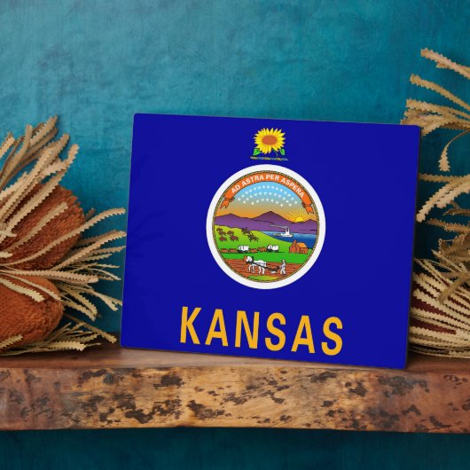 Kansas State Flag Plaque Fotoplatte (Seite)