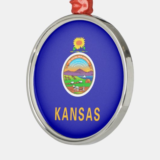 Kansas State Flag Silbernes Ornament (Links)