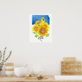 Kansas State Shape Meadowlark Sunflowers  Poster (Küche)
