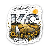 Kansas State Sticker | Wind & Wheat Sunflower Desi