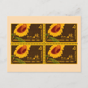 Kansas Statehood, Sonnenblume Vintag Postkarte