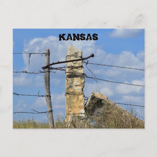 Kansas Stone Post Fence Post, Post Card. Postkarte (Vorderseite)
