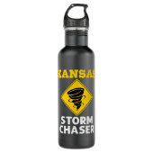 Kansas Storm Chaser Tornado Weather Edelstahlflasche (Vorderseite)