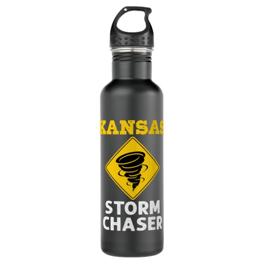 Kansas Storm Chaser Tornado Weather Edelstahlflasche (Vorderseite)