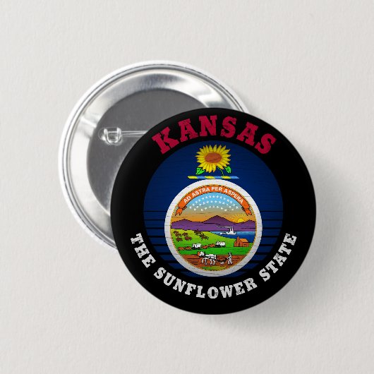 KANSAS SUNFLOWER STAAT FLAG BUTTON (Vorne & Hinten)