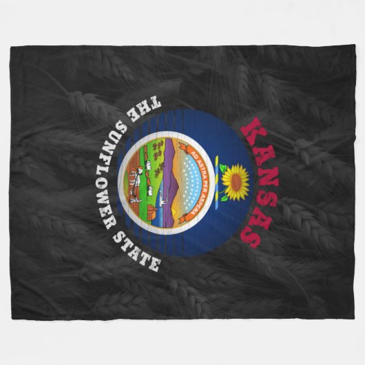 KANSAS SUNFLOWER STAAT FLAG FLEECEDECKE (Vorderseite (Horizontal))