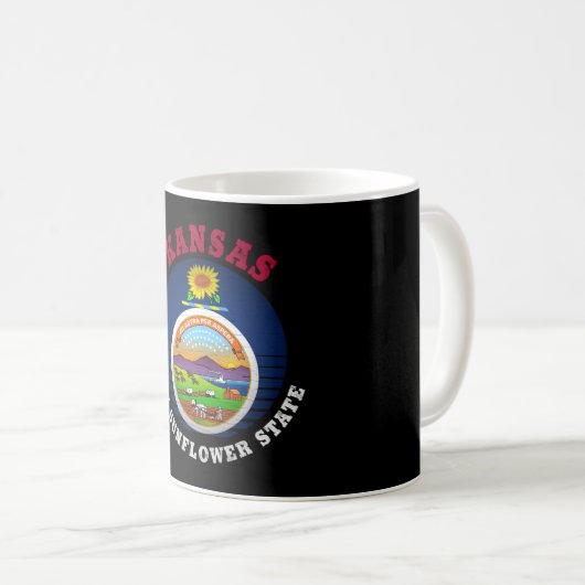 KANSAS SUNFLOWER STAAT FLAG KAFFEETASSE (VorderseiteRechts)