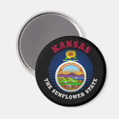 KANSAS SUNFLOWER STAAT FLAG MAGNET (Vorderseite/Rückseite)