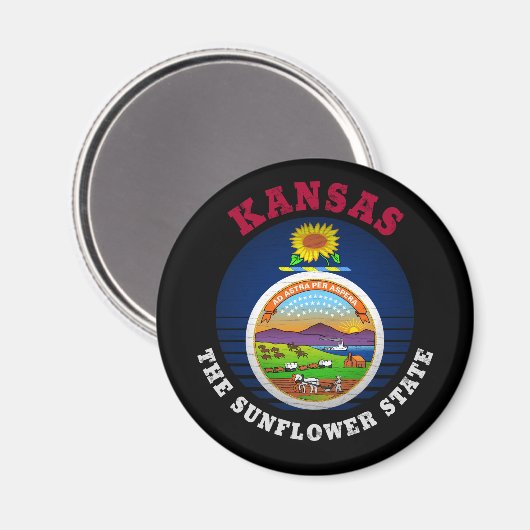 KANSAS SUNFLOWER STAAT FLAG MAGNET (Vorderseite/Rückseite)