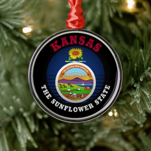 KANSAS SUNFLOWER STAAT FLAG ORNAMENT AUS METALL (Baum)