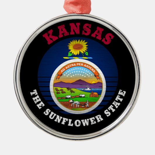 KANSAS SUNFLOWER STAAT FLAG ORNAMENT AUS METALL (Vorne)