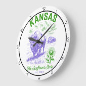 Kansas Sunflower State Bison  Große Wanduhr (Winkel)