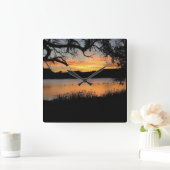 Kansas Sunset am Lake Scott Staat Park Quadratische Wanduhr (Zuhause)
