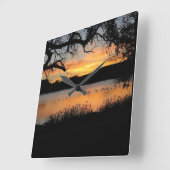 Kansas Sunset am Lake Scott Staat Park Quadratische Wanduhr (Winkel)