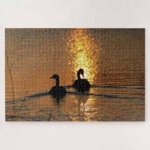 Kansas Sunset Goose Silhouette Jigsaw Puzzle
