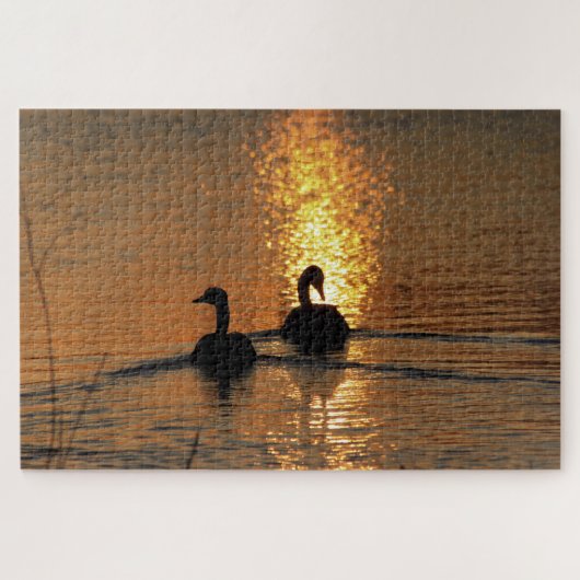 Kansas Sunset Goose Silhouette Jigsaw Puzzle (Horizontal)