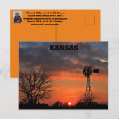 Kansas Sunset mit Baum und Windmühle Postkarte (Vorne/Hinten)