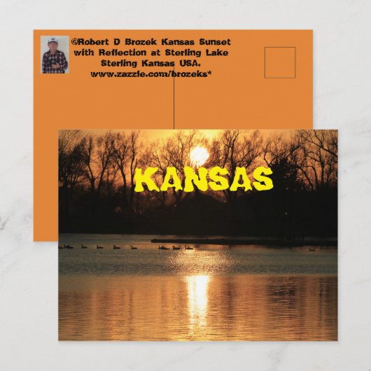 Kansas Sunset mit Reflection POST CARD Postkarte (Vorne/Hinten)