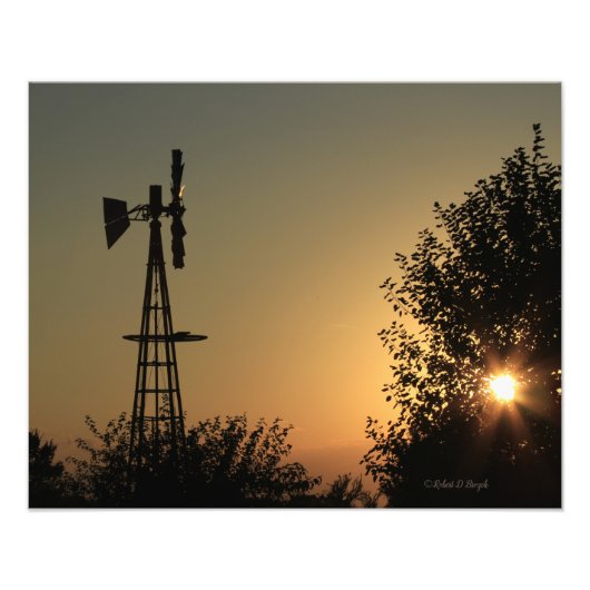 Kansas Sunset mit Windmill Foto Erweiterung (Vorne)