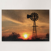 Kansas Sunset mit Windmill PUZZLE (Horizontal)